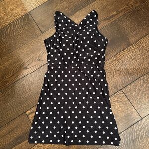 Lands' End Black and White Polka Dot Bathing Suit